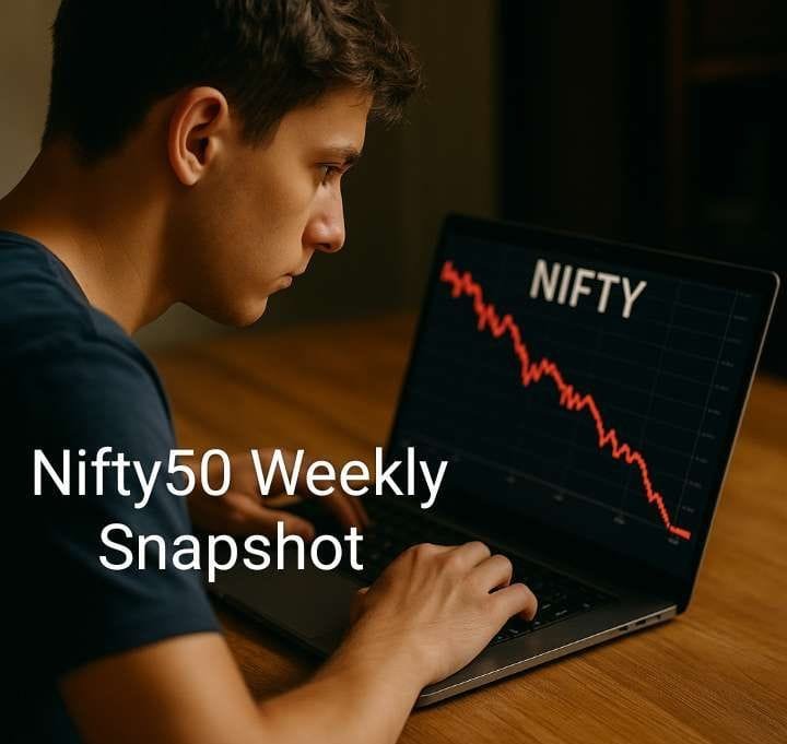 A young man intensely watching a falling Nifty graph on his laptop screen